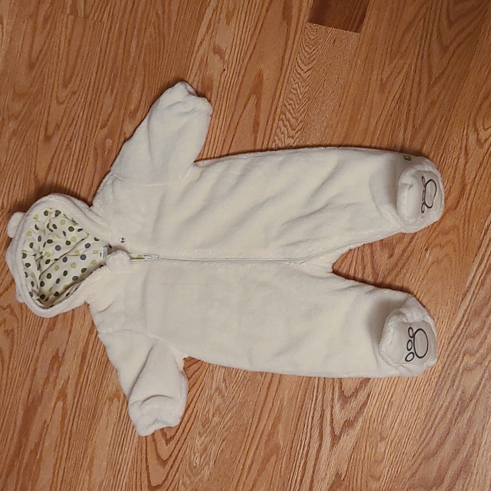 Soft White Fleece zip up onesie